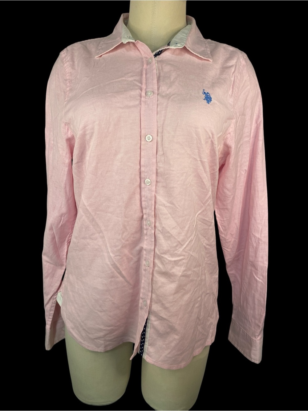 U.S. Polo Assn Long Sleeve Button-Up Shirt in Light Pink Women’s Large
